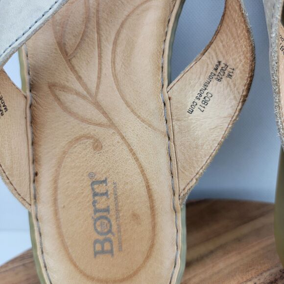 Born Womens 11 Gray Leather Thong Comfort Slip On Flip Flops Sandals CQB17 - Picture 8 of 10